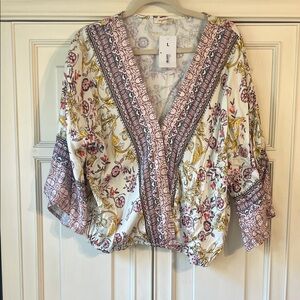 Mystree Multicolor Bohemian V-Neck Blouse